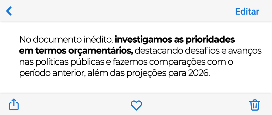 Card com destaque editorial sobre prioridades em termos orçamentários.